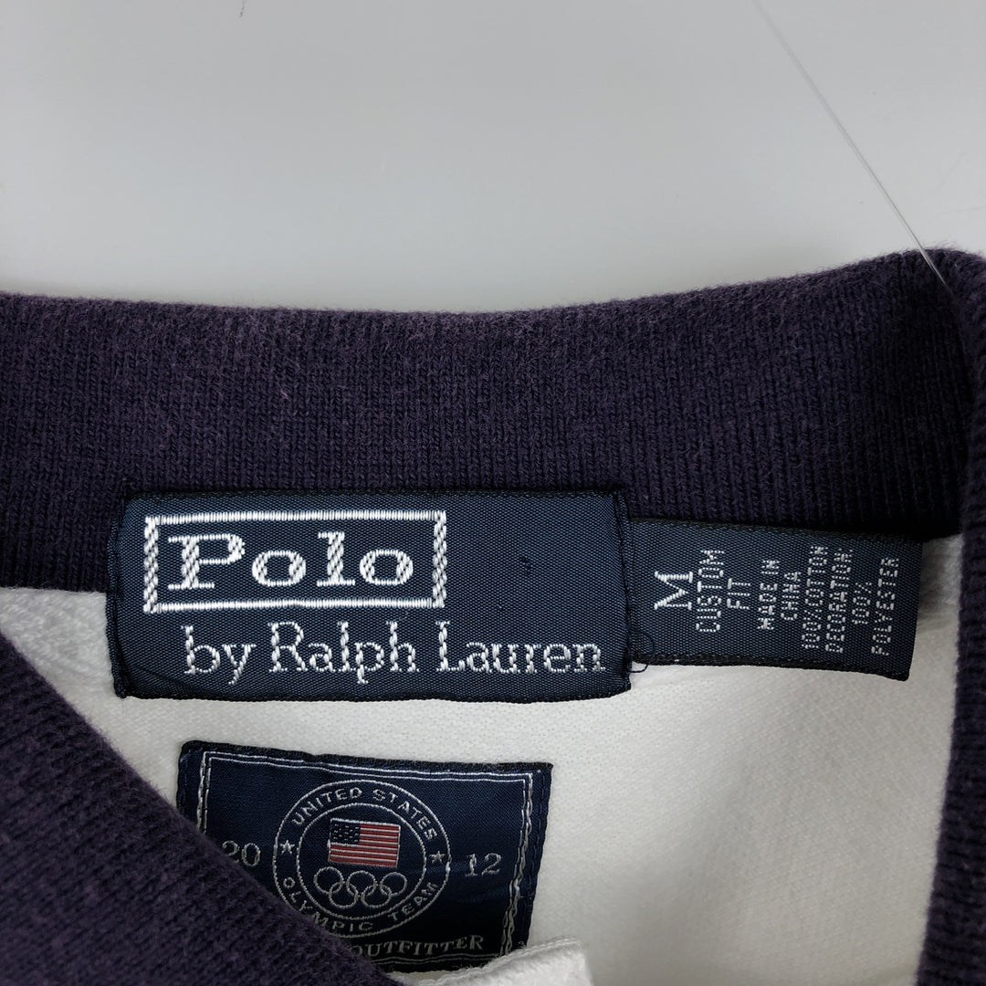 Ralph Lauren POLO by Ralph Lauren CUSTOM FIT Short-Sleeve Rugby Shirt, Men's Size M (approx.) cotton white type Vintage Second Hand
