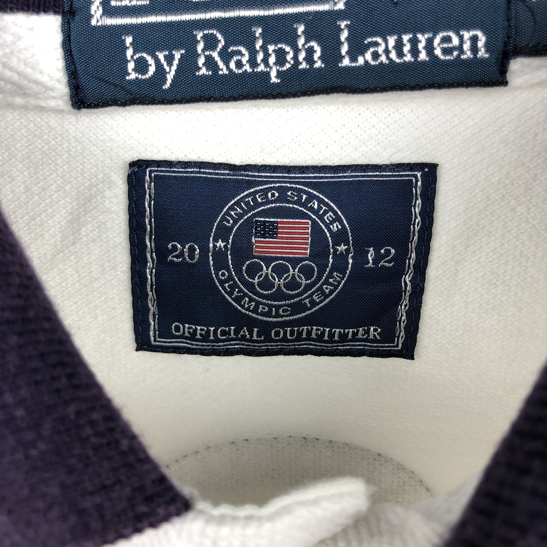 Ralph Lauren POLO by Ralph Lauren CUSTOM FIT Short-Sleeve Rugby Shirt, Men's Size M (approx.) cotton white type Vintage Second Hand