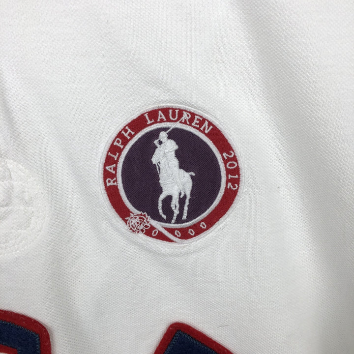Ralph Lauren POLO by Ralph Lauren CUSTOM FIT Short-Sleeve Rugby Shirt, Men's Size M (approx.) cotton white type Vintage Second Hand