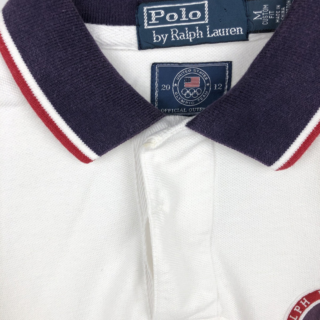 Ralph Lauren POLO by Ralph Lauren CUSTOM FIT Short-Sleeve Rugby Shirt, Men's Size M (approx.) cotton white type Vintage Second Hand