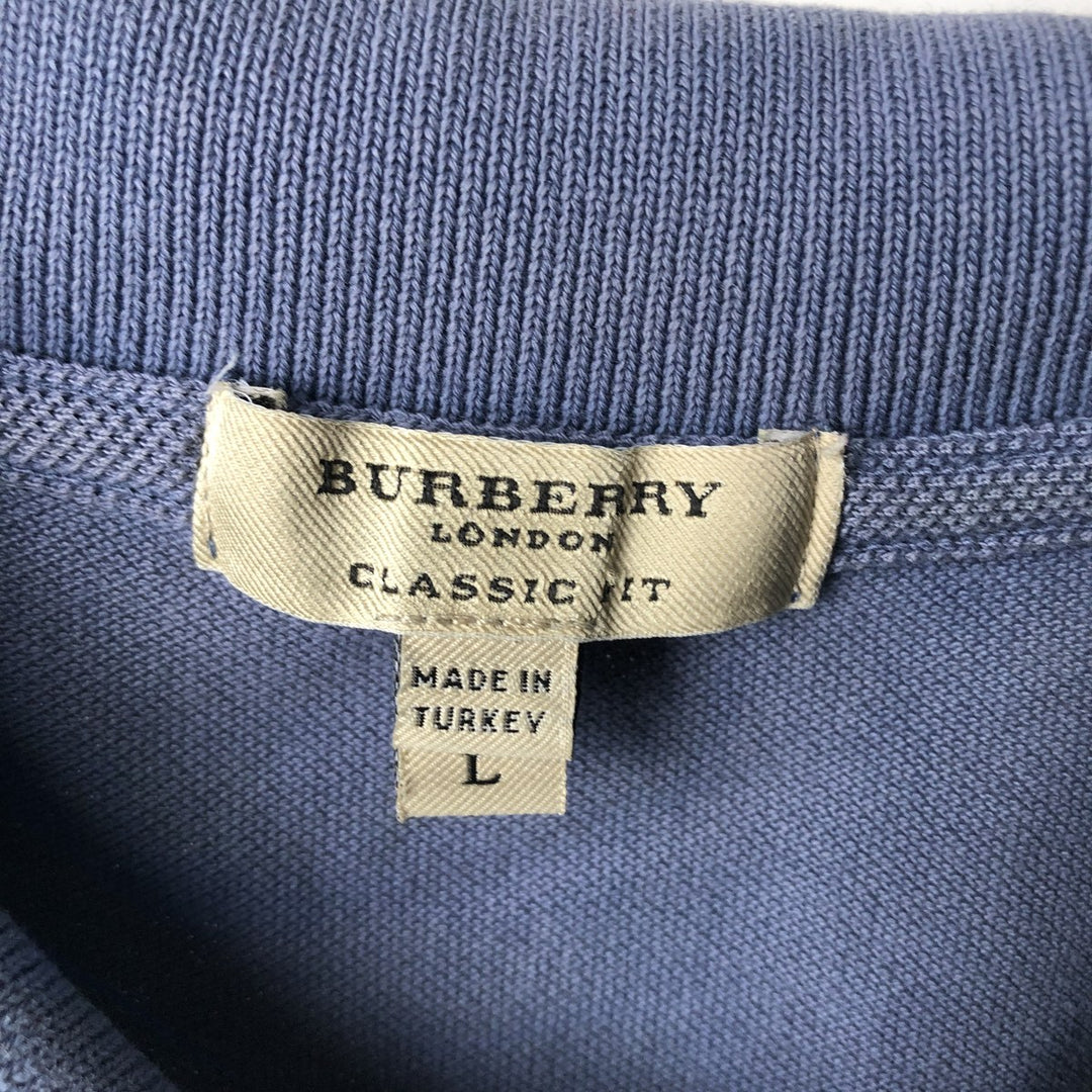 Burberry's BURBERRY LONDON CLASSIC FIT Short-Sleeve Polo Shirt, Men's Size L (approx.) unclear Blue type light blue Vintage Second Hand