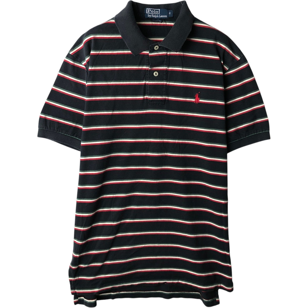 Ralph Lauren POLO by Ralph Lauren short sleeve striped polo shirt, size S for men cotton black type Vintage Second Hand