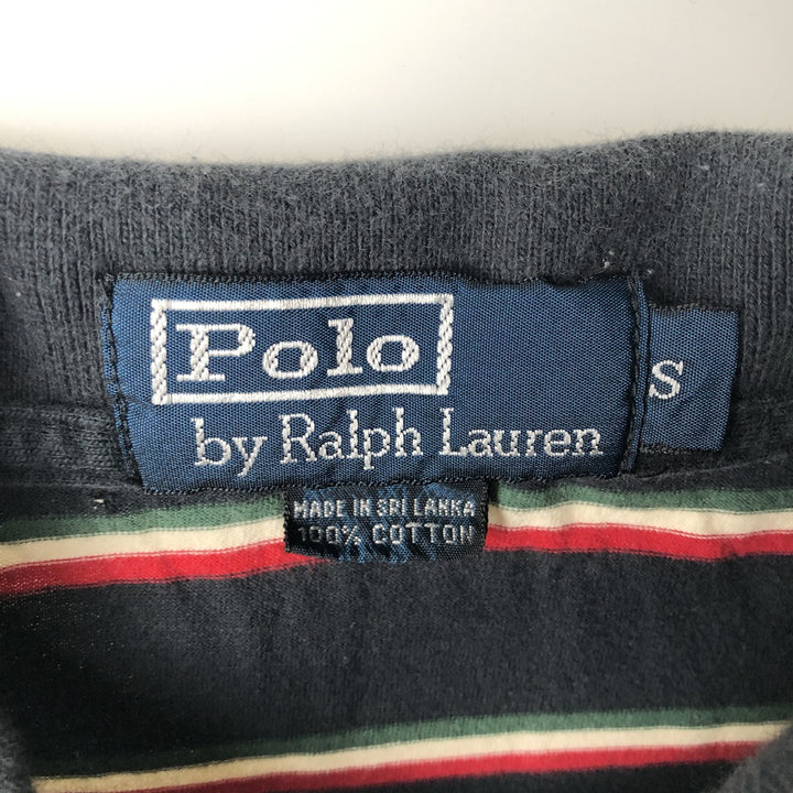 Ralph Lauren POLO by Ralph Lauren short sleeve striped polo shirt, size S for men cotton black type Vintage Second Hand
