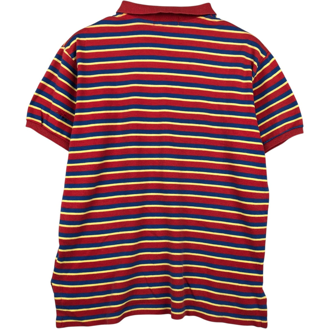 Ralph Lauren POLO by Ralph Lauren Multi-border short sleeve striped polo shirt Men's size L cotton red type Vintage Second Hand