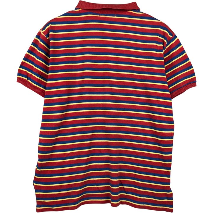 Ralph Lauren POLO by Ralph Lauren Multi-border short sleeve striped polo shirt Men's size L cotton red type Vintage Second Hand