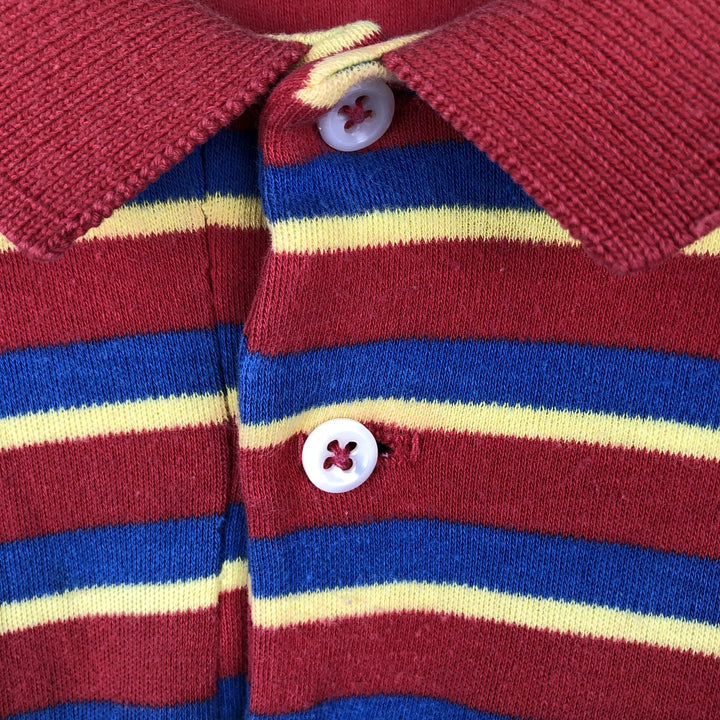 Ralph Lauren POLO by Ralph Lauren Multi-border short sleeve striped polo shirt Men's size L cotton red type Vintage Second Hand