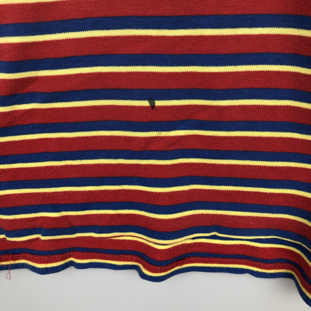 Ralph Lauren POLO by Ralph Lauren Multi-border short sleeve striped polo shirt Men's size L cotton red type Vintage Second Hand
