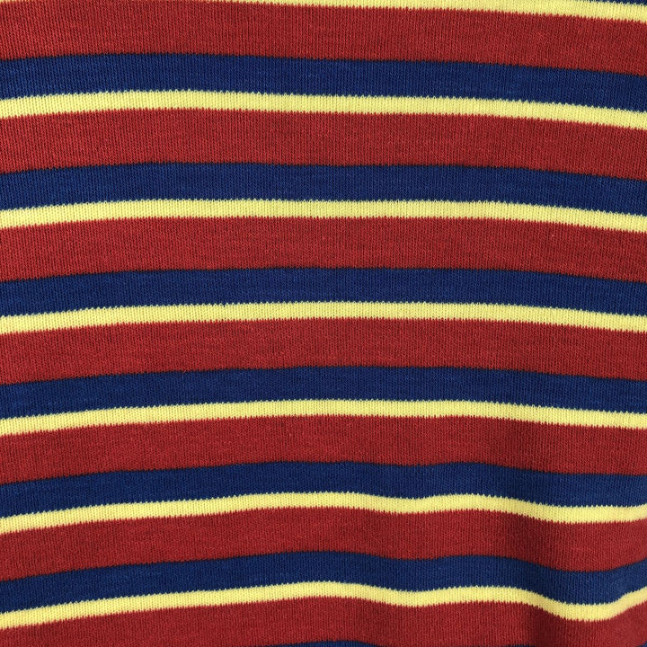 Ralph Lauren POLO by Ralph Lauren Multi-border short sleeve striped polo shirt Men's size L cotton red type Vintage Second Hand