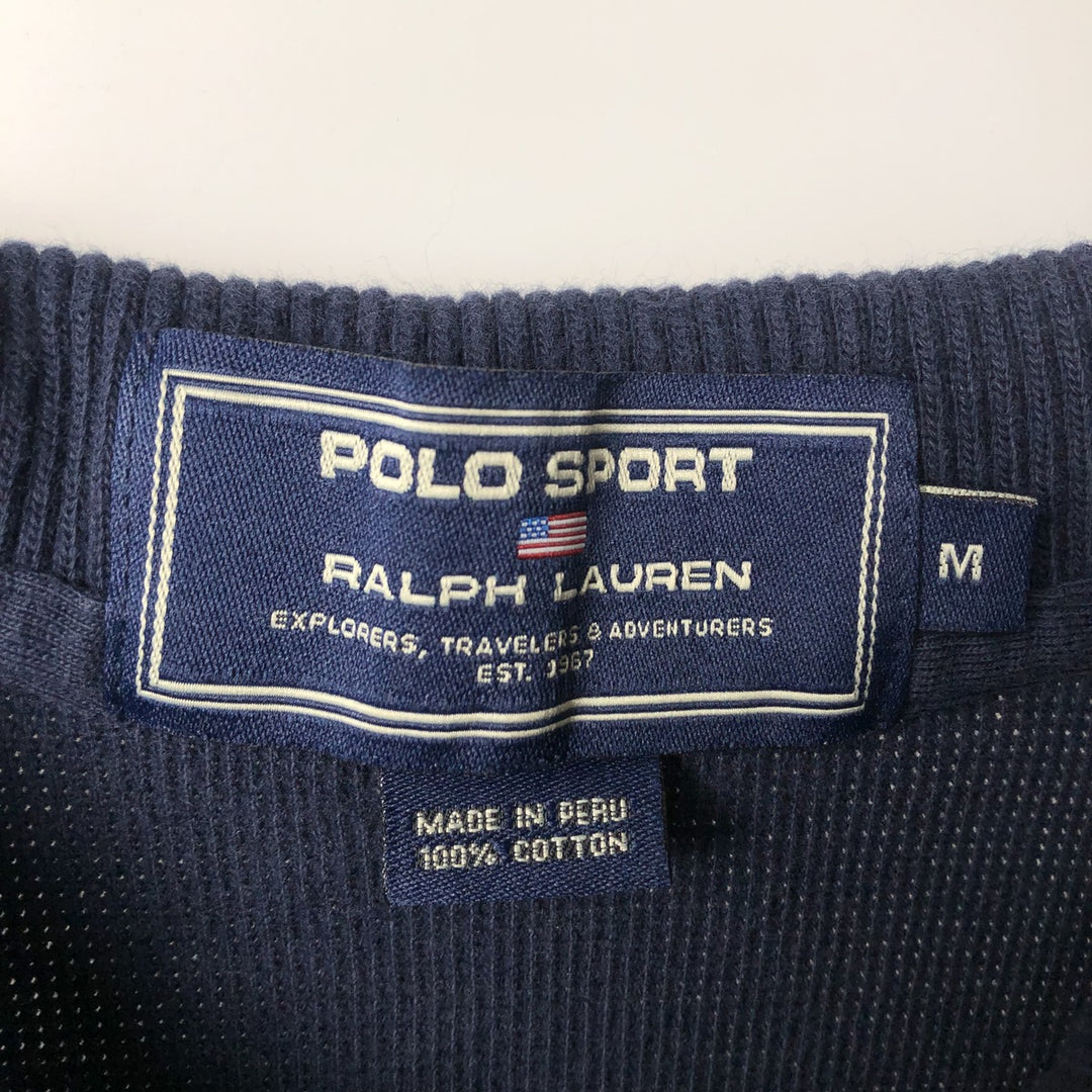Ralph Lauren POLO SPORT short sleeve polo shirt, men's size M cotton navy blue type Vintage Second Hand