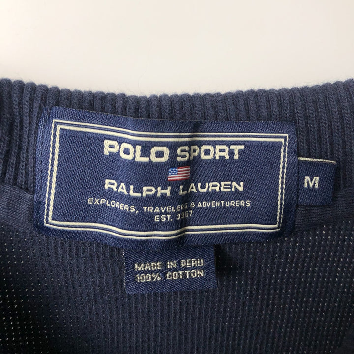 Ralph Lauren POLO SPORT short sleeve polo shirt, men's size M cotton navy blue type Vintage Second Hand