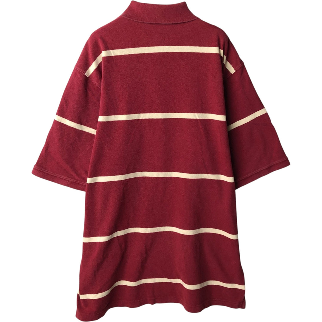 90s-00'S Eddie Bauer Short-Sleeve Striped Polo Shirt, Men's Size L (Equivalent), Vintage cotton red type Vintage Second Hand