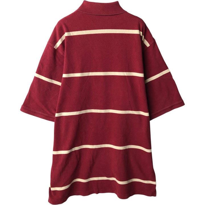 90s-00'S Eddie Bauer Short-Sleeve Striped Polo Shirt, Men's Size L (Equivalent), Vintage cotton red type Vintage Second Hand
