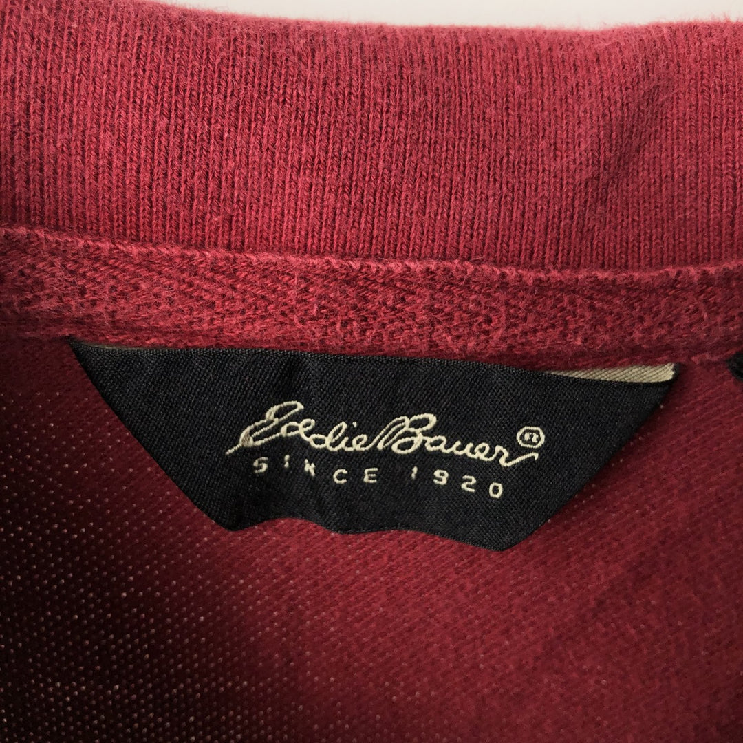 90s-00'S Eddie Bauer Short-Sleeve Striped Polo Shirt, Men's Size L (Equivalent), Vintage cotton red type Vintage Second Hand
