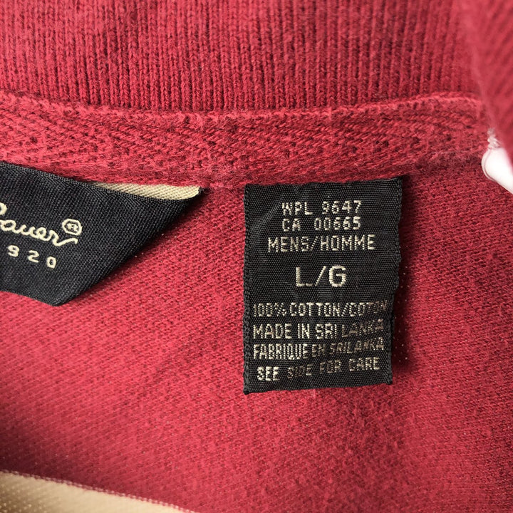 90s-00'S Eddie Bauer Short-Sleeve Striped Polo Shirt, Men's Size L (Equivalent), Vintage cotton red type Vintage Second Hand