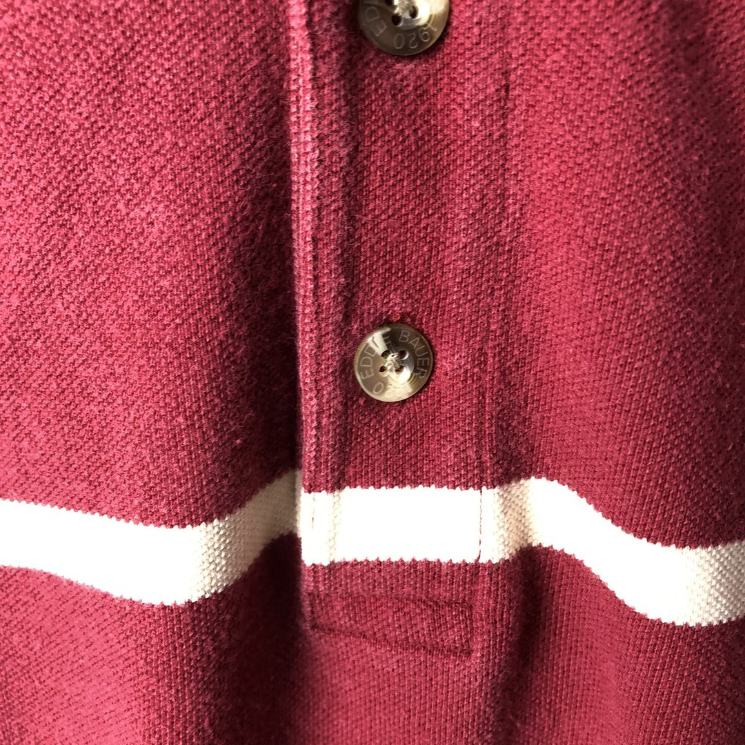 90s-00'S Eddie Bauer Short-Sleeve Striped Polo Shirt, Men's Size L (Equivalent), Vintage cotton red type Vintage Second Hand