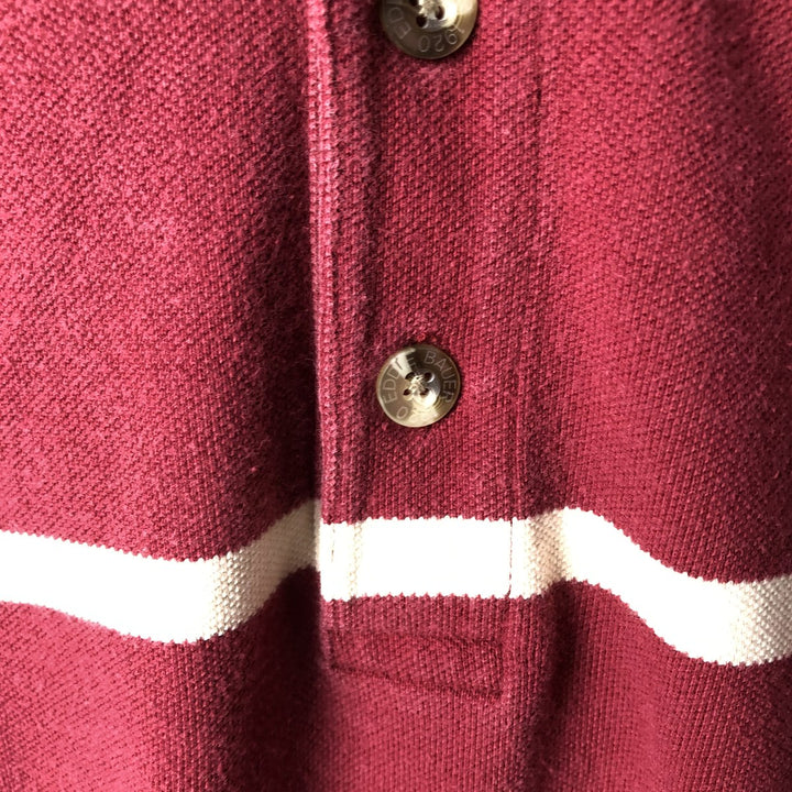 90s-00'S Eddie Bauer Short-Sleeve Striped Polo Shirt, Men's Size L (Equivalent), Vintage cotton red type Vintage Second Hand