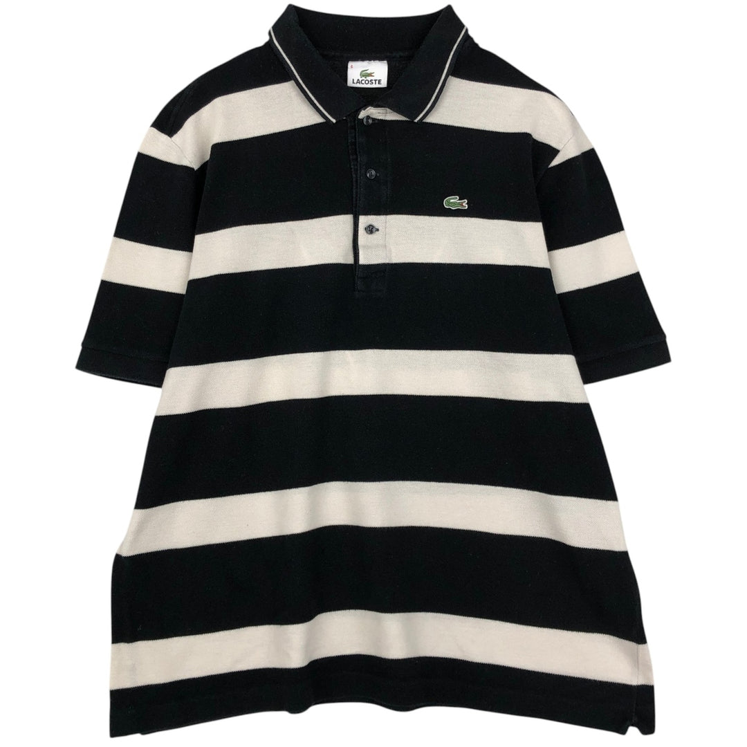 Lacoste Short Sleeve Striped Polo Shirt, Size 6, Men's XL cotton black type Vintage Second Hand
