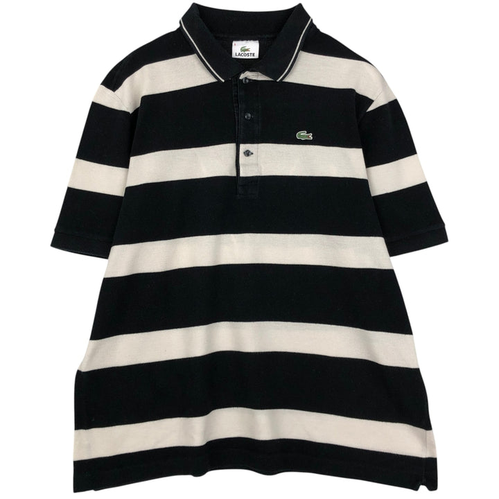 Lacoste Short Sleeve Striped Polo Shirt, Size 6, Men's XL cotton black type Vintage Second Hand