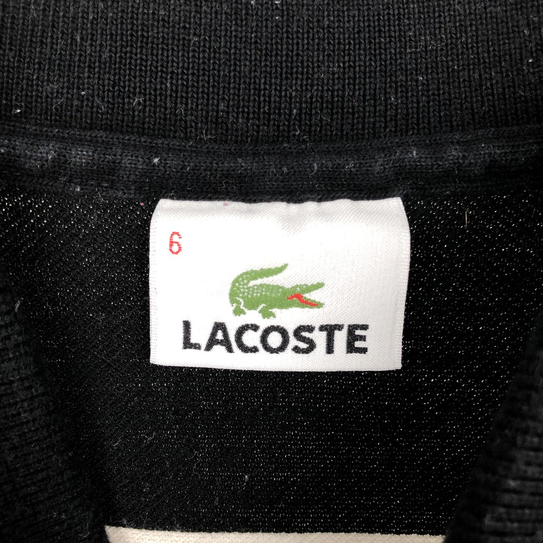 Lacoste Short Sleeve Striped Polo Shirt, Size 6, Men's XL cotton black type Vintage Second Hand