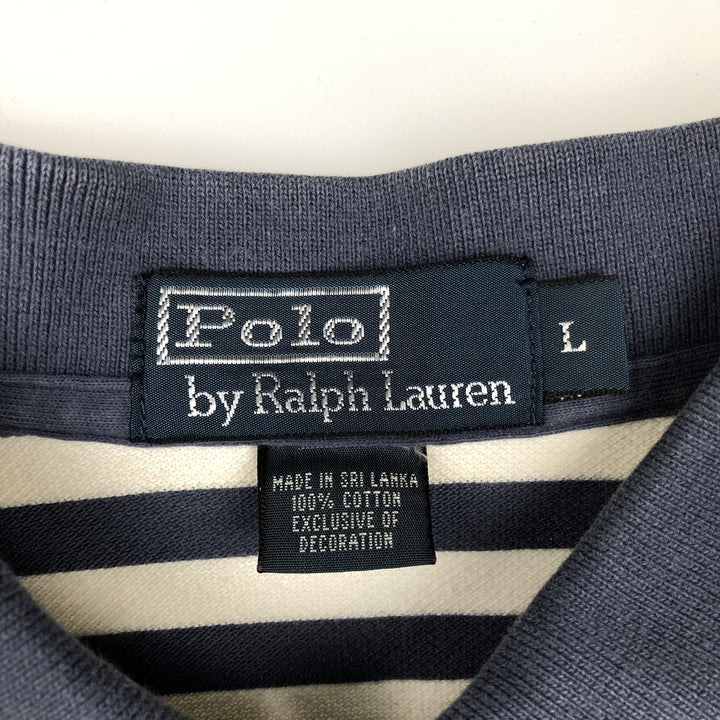 Ralph Lauren POLO by Ralph Lauren short sleeve striped polo shirt, men's size L cotton white type Vintage Second Hand