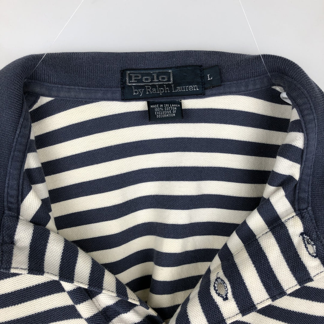 Ralph Lauren POLO by Ralph Lauren short sleeve striped polo shirt, men's size L cotton white type Vintage Second Hand