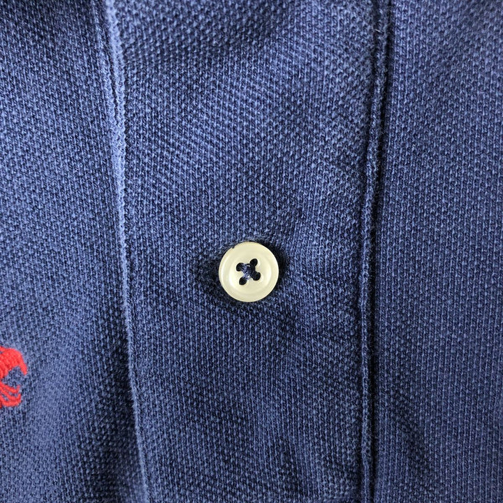 Ralph Lauren POLO by Ralph Lauren CUSTOM FIT all-over print embroidered short-sleeved polo shirt, men's size L (approx.) cotton navy blue type Vintage Second Hand