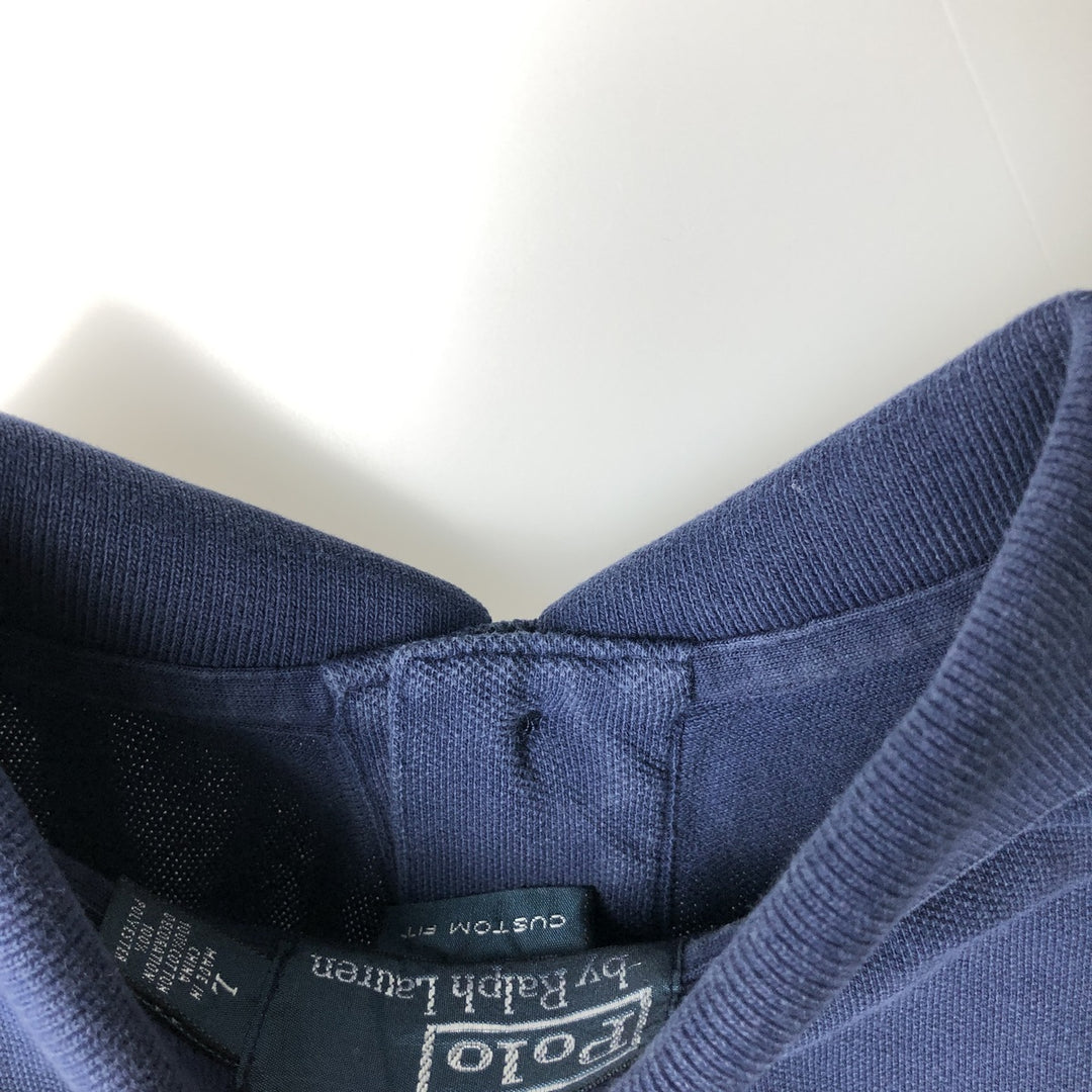 Ralph Lauren POLO by Ralph Lauren CUSTOM FIT all-over print embroidered short-sleeved polo shirt, men's size L (approx.) cotton navy blue type Vintage Second Hand