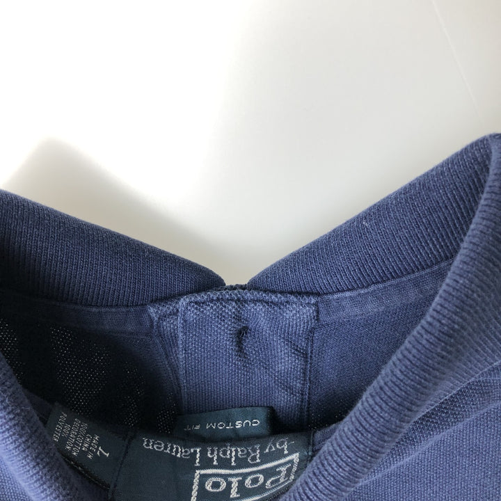 Ralph Lauren POLO by Ralph Lauren CUSTOM FIT all-over print embroidered short-sleeved polo shirt, men's size L (approx.) cotton navy blue type Vintage Second Hand