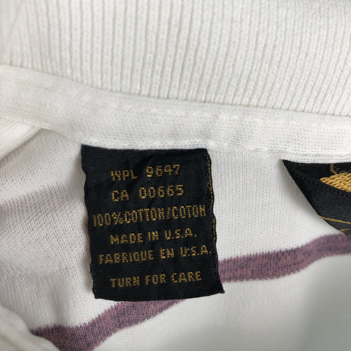 80s-90'S Eddie Bauer Short-Sleeve Striped Polo Shirt, Made in USA, Men's Size L (Equivalent), Vintage cotton white type Vintage Second Hand