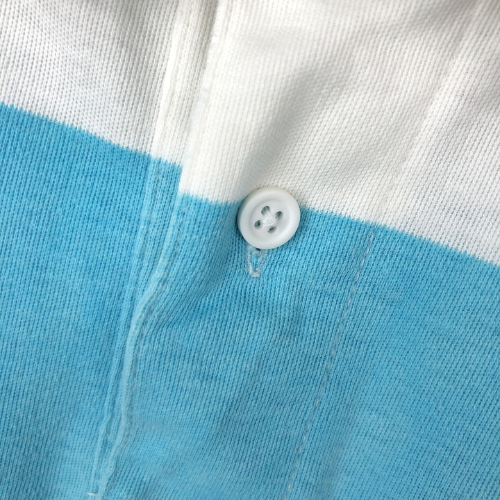 80s-90'S Eddie Bauer Short-Sleeve Striped Polo Shirt, Made in USA, Men's Size L (Equivalent), Vintage cotton white type Vintage Second Hand