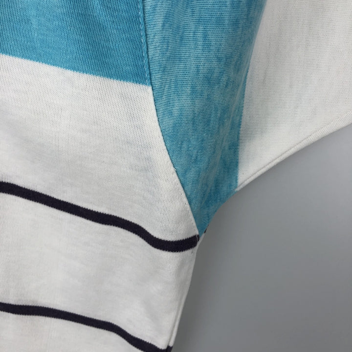 80s-90'S Eddie Bauer Short-Sleeve Striped Polo Shirt, Made in USA, Men's Size L (Equivalent), Vintage cotton white type Vintage Second Hand