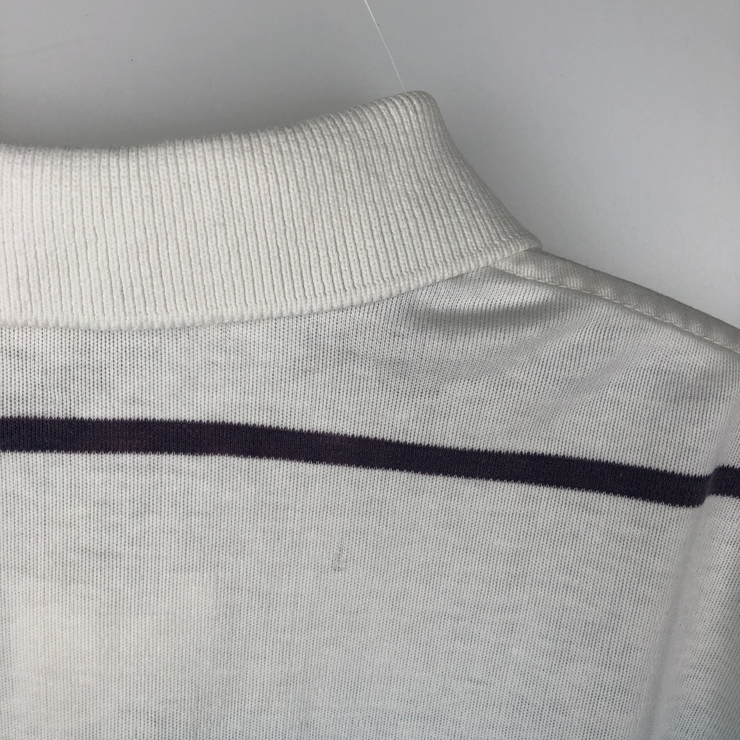 80s-90'S Eddie Bauer Short-Sleeve Striped Polo Shirt, Made in USA, Men's Size L (Equivalent), Vintage cotton white type Vintage Second Hand