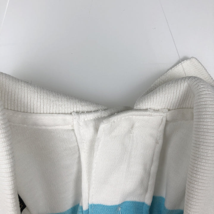 80s-90'S Eddie Bauer Short-Sleeve Striped Polo Shirt, Made in USA, Men's Size L (Equivalent), Vintage cotton white type Vintage Second Hand