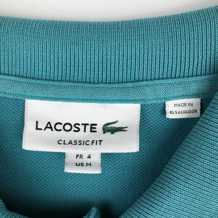Lacoste Classic Fit short sleeve polo shirt, men's size M cotton turquoise blue Vintage Second Hand