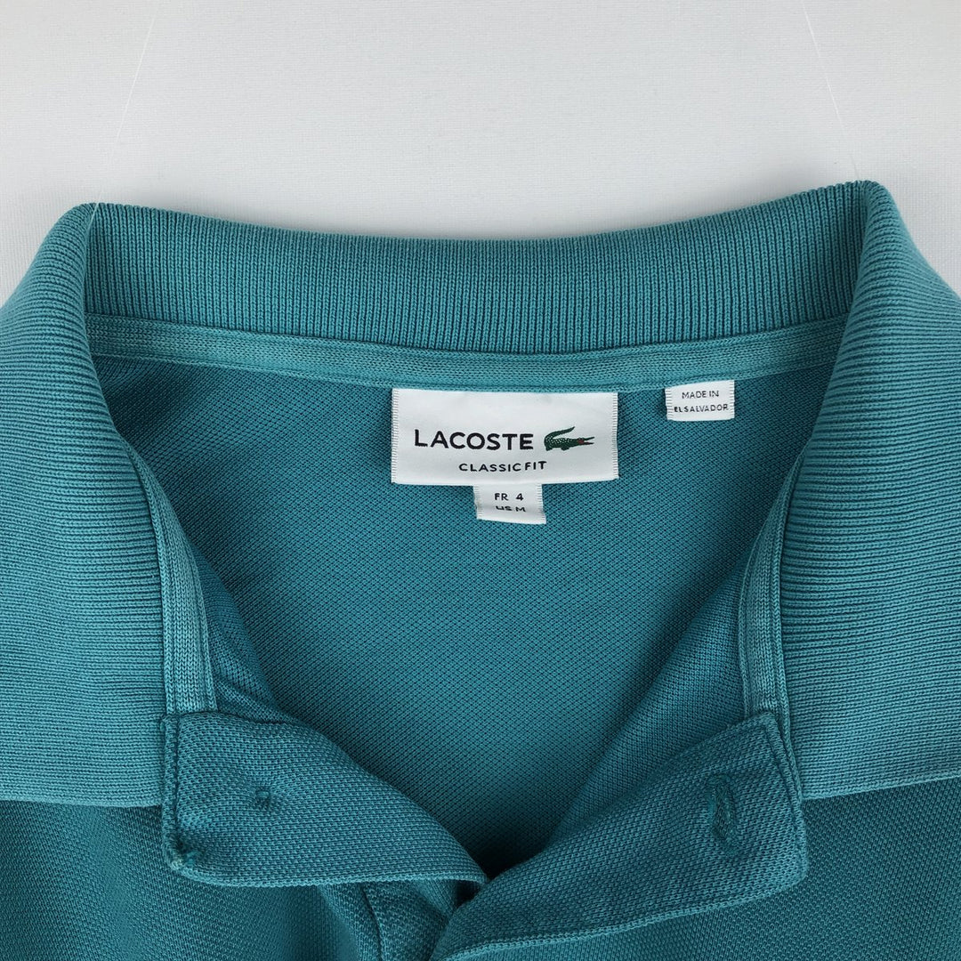 Lacoste Classic Fit short sleeve polo shirt, men's size M cotton turquoise blue Vintage Second Hand