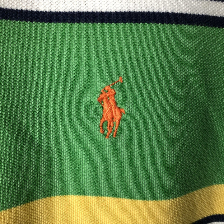 Ralph Lauren POLO by Ralph Lauren Multi-border short sleeve striped polo shirt Men's size L cotton green type Vintage Second Hand