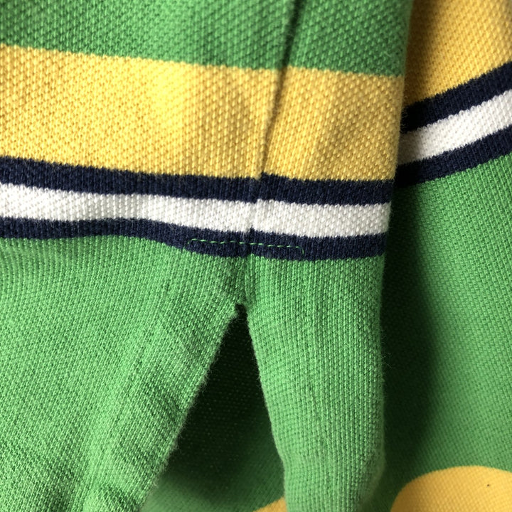Ralph Lauren POLO by Ralph Lauren Multi-border short sleeve striped polo shirt Men's size L cotton green type Vintage Second Hand