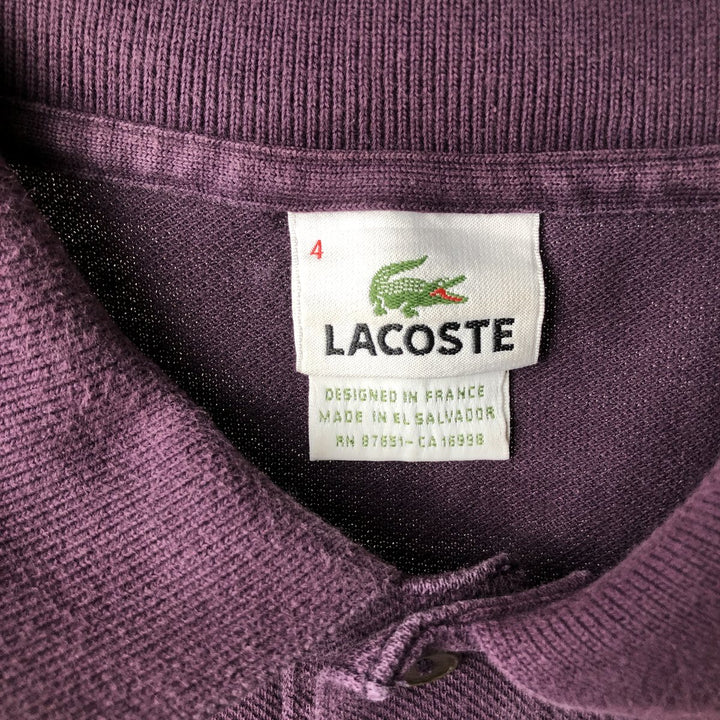 Lacoste LACOSTE DESIGNED IN FRANCE Short-Sleeve Polo Shirt, Size 4 (Men's M equivalent) cotton red type reddish brown Vintage Second Hand