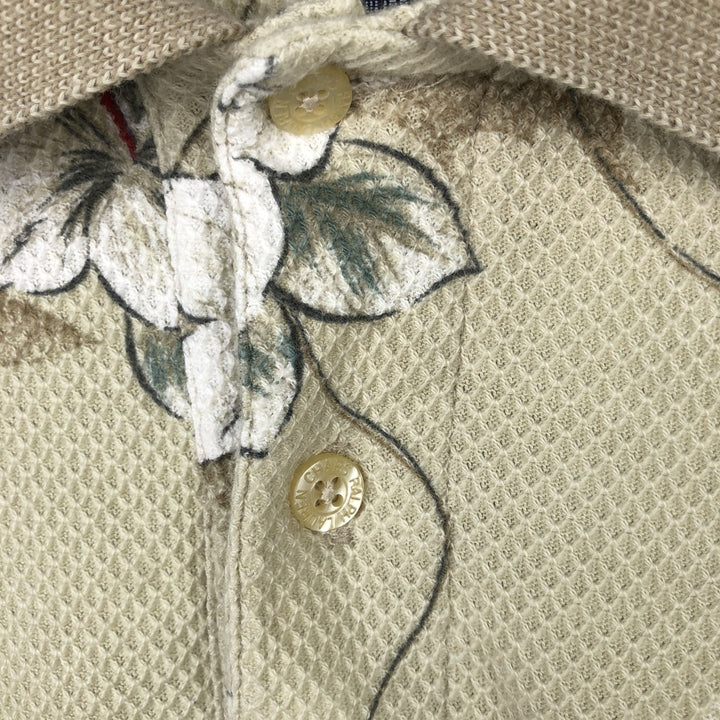 Ralph Lauren CHAPS all-over print short-sleeved collarless polo shirt, men's size L (approx.) cotton Beige type Vintage Second Hand