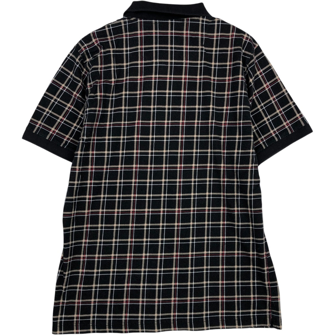 Ralph Lauren CHAPS Short-Sleeve Check Polo Shirt, Men's Size M (approx.) cotton Charcoal Vintage Second Hand