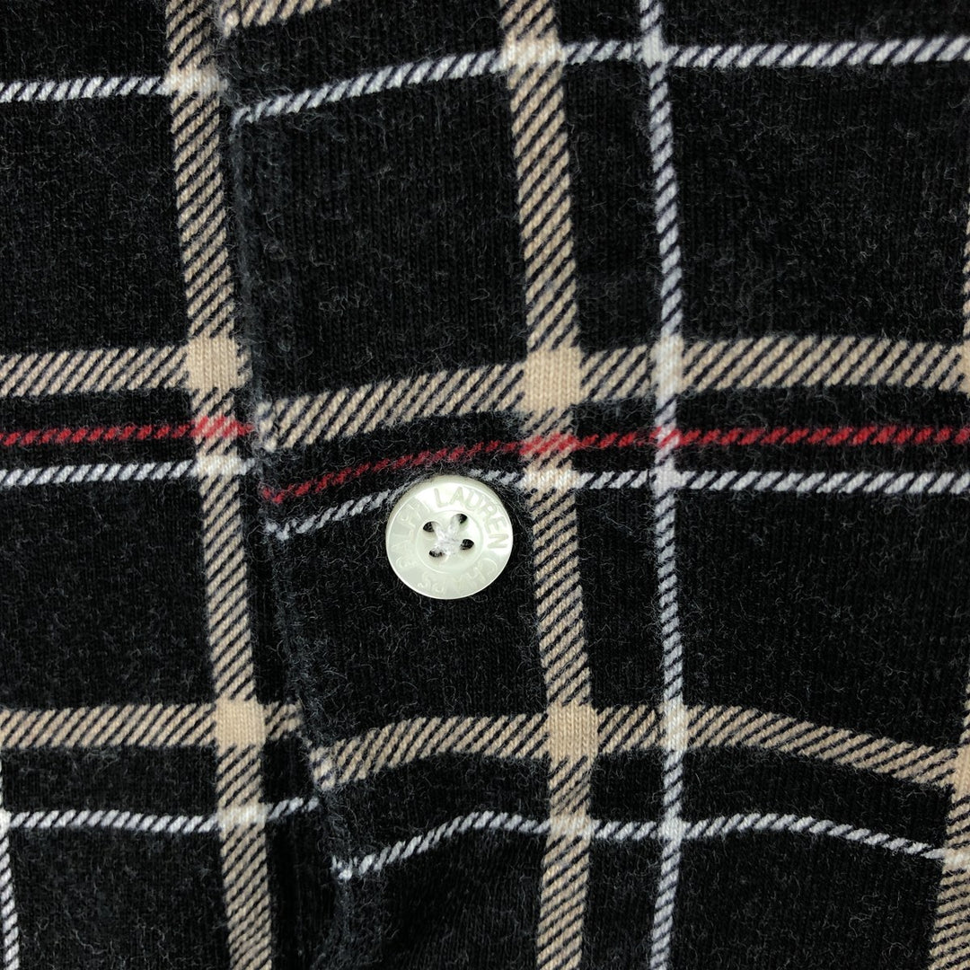 Ralph Lauren CHAPS Short-Sleeve Check Polo Shirt, Men's Size M (approx.) cotton Charcoal Vintage Second Hand