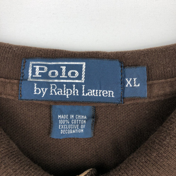 Ralph Lauren POLO by Ralph Lauren short sleeve polo shirt, men's XL size cotton brown type Vintage Second Hand