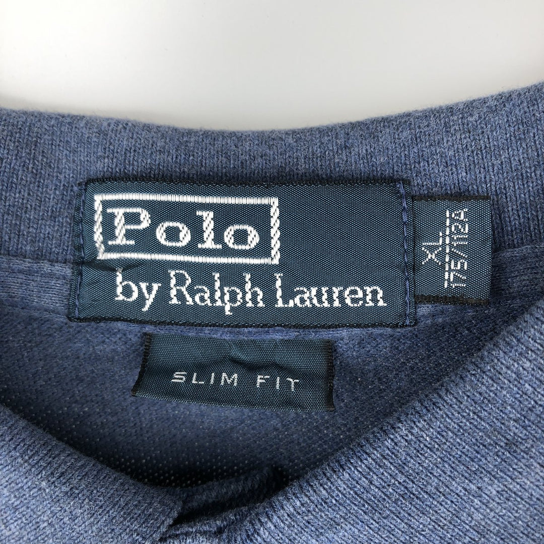 Ralph Lauren POLO by Ralph Lauren SLIM FIT Short-Sleeve Polo Shirt, Men's Size XL (approx.) cotton Blue type light blue Vintage Second Hand