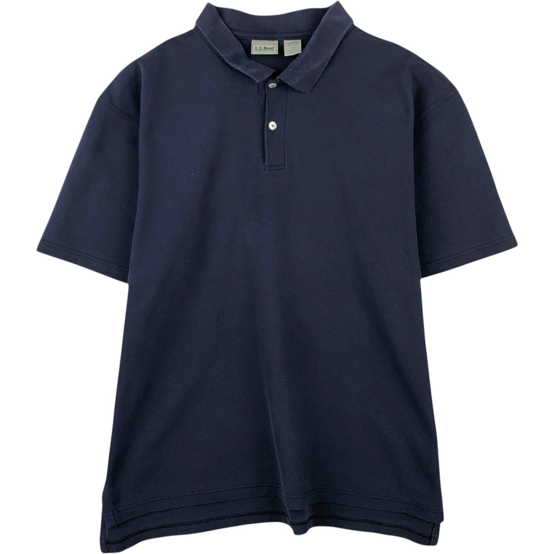 ~90'S LLBean Short-Sleeve Polo Shirt, Made in USA, Men's Size L (Equivalent), Vintage cotton navy blue type Vintage Second Hand