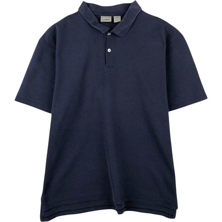 ~90'S LLBean Short-Sleeve Polo Shirt, Made in USA, Men's Size L (Equivalent), Vintage cotton navy blue type Vintage Second Hand