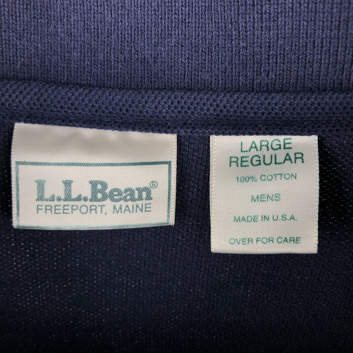 ~90'S LLBean Short-Sleeve Polo Shirt, Made in USA, Men's Size L (Equivalent), Vintage cotton navy blue type Vintage Second Hand