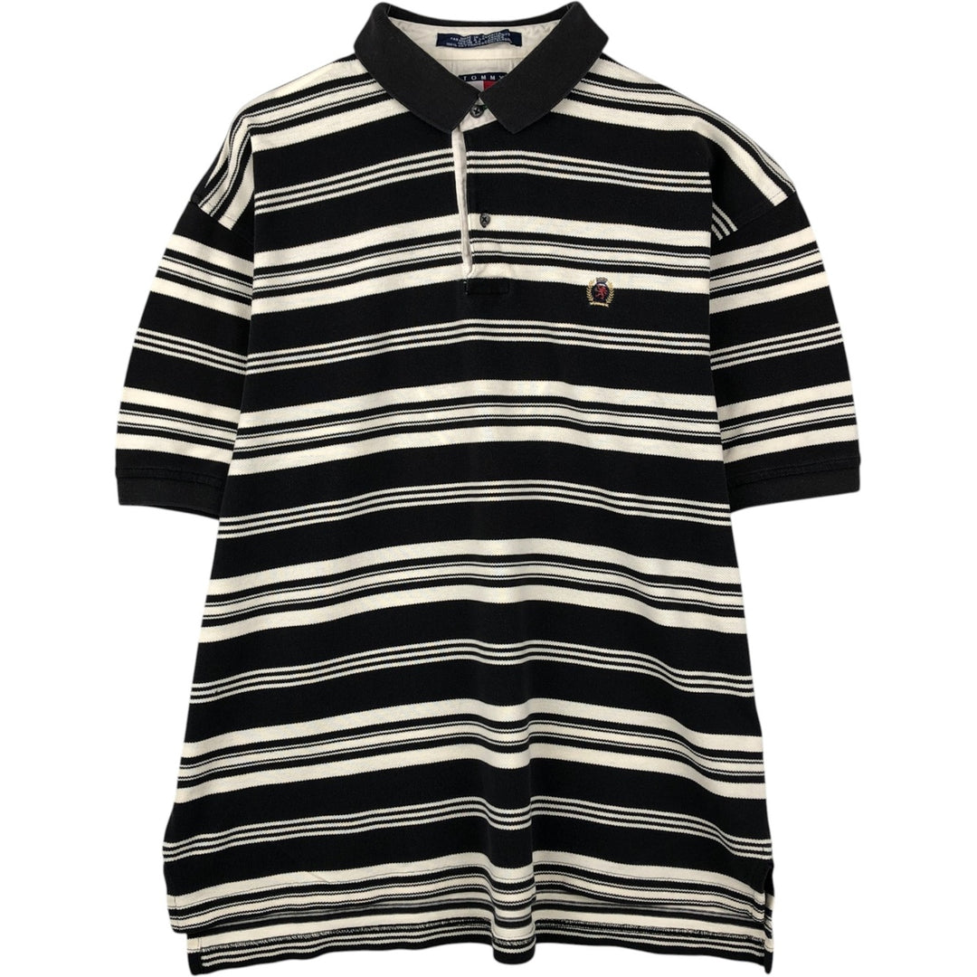 90'S Tommy Hilfiger Multi-stripe Short-Sleeve Polo Shirt, Men's Size L (approx.) cotton black type Vintage Second Hand