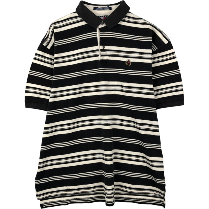 90'S Tommy Hilfiger Multi-stripe Short-Sleeve Polo Shirt, Men's Size L (approx.) cotton black type Vintage Second Hand
