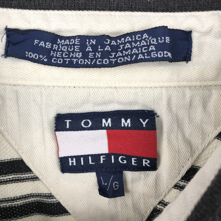 90'S Tommy Hilfiger Multi-stripe Short-Sleeve Polo Shirt, Men's Size L (approx.) cotton black type Vintage Second Hand