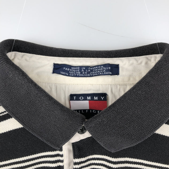 90'S Tommy Hilfiger Multi-stripe Short-Sleeve Polo Shirt, Men's Size L (approx.) cotton black type Vintage Second Hand